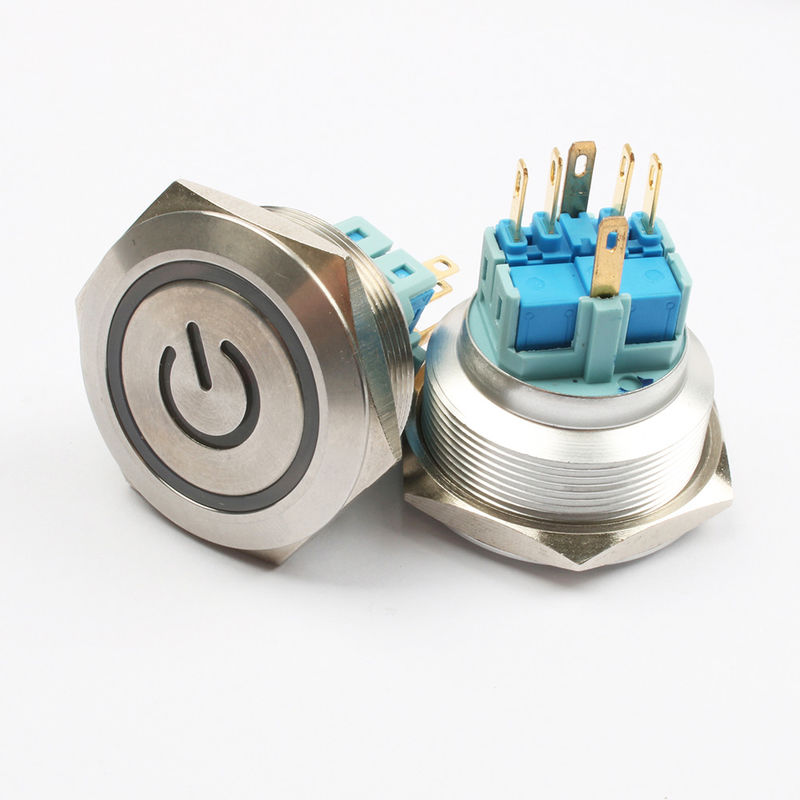 Ein-/Aus-Drucktastenschalter aus Metall, 30 mm beleuchtete ringförmige LED