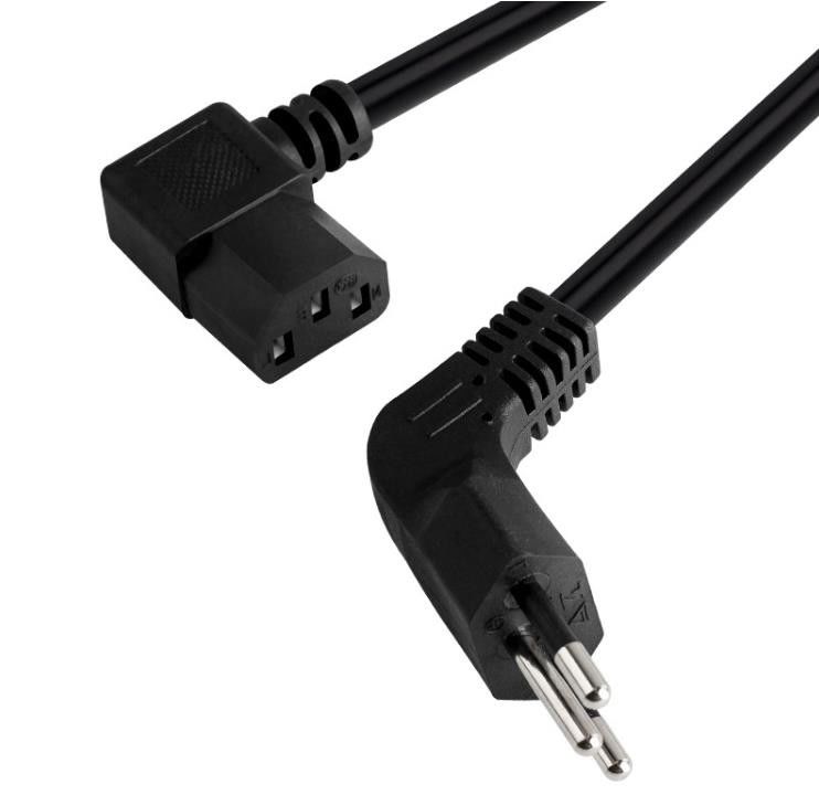 C13 Brasilien AC-Netzkabel, rechtwinkliges 90-Grad-Netzsteckerkabel