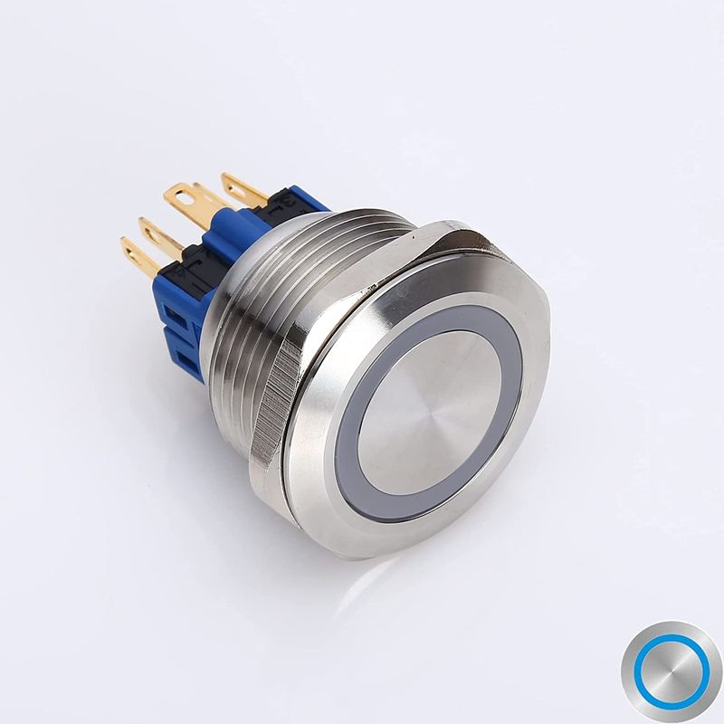 28 mm beleuchtete Metall-Drucktastenschalter, rund, 500 V, Ringtyp-LED