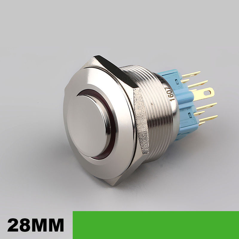 28 mm beleuchtete Metall-Drucktastenschalter, rund, 500 V, Ringtyp-LED