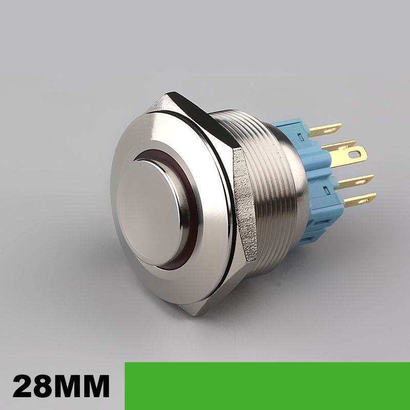 28 mm beleuchtete Metall-Drucktastenschalter, rund, 500 V, Ringtyp-LED