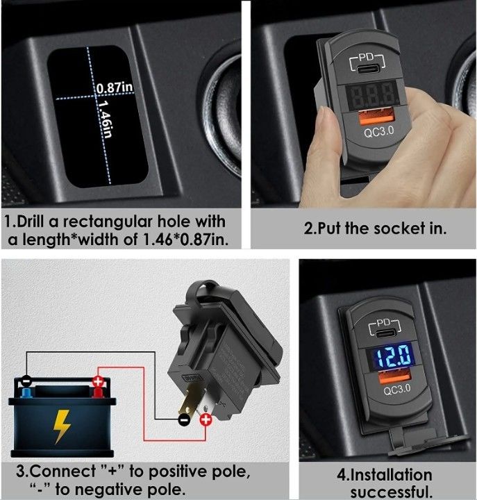12v 24v USB-Ladegerät Rocker Schalter Schnelllade Steckdose wasserdicht Quick Dual Pd Qc3.0 für Autos Boot