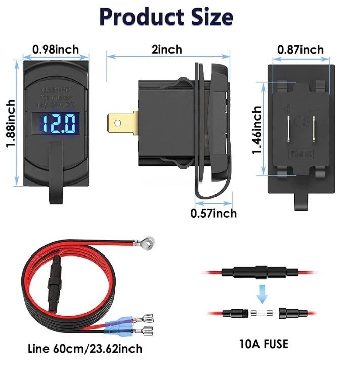 12v 24v USB-Ladegerät Rocker Schalter Schnelllade Steckdose wasserdicht Quick Dual Pd Qc3.0 für Autos Boot