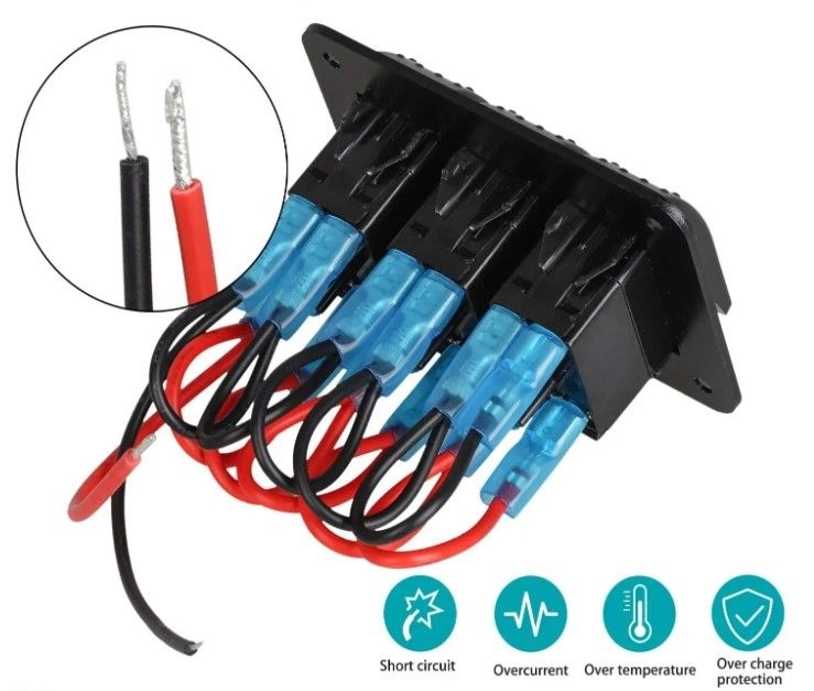 DC 12V 24V Blaue LED Hintergrundbeleuchtung 3 Gang Aluminium 5 Pin ON Off Schalter