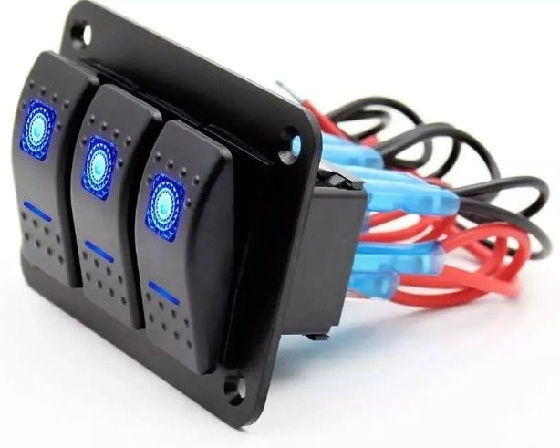 DC 12V 24V Blaue LED Hintergrundbeleuchtung 3 Gang Aluminium 5 Pin ON Off Schalter