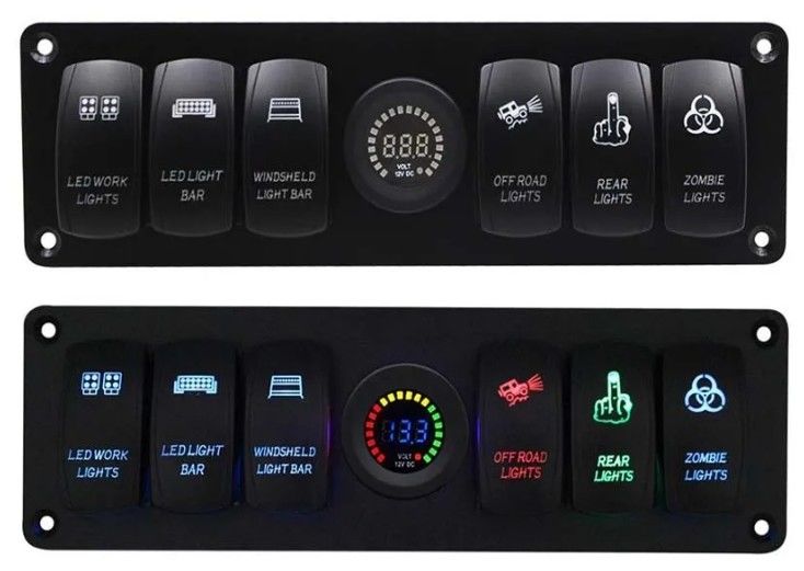 Farbvoltmeter 6 Gang DC12V 24V Led On Off 5 PIN Rocker Schaltfläche für Caravan Automotive Marine