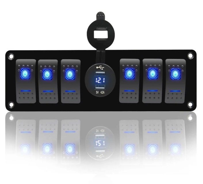 Farbvoltmeter 6 Gang DC12V 24V Led On Off 5 PIN Rocker Schaltfläche für Caravan Automotive Marine