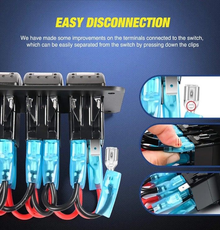 DC12V 24V 3 Gang Rot LED-Licht-Rocker Schalter-Panel-Box mit Dual 4.8A USB-Ladegerät Voltmeter für Auto Marine Lastwagen Boote