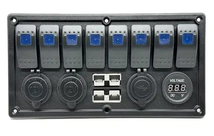 12V 8-Wege Gang Rocker Schaltfläche mit W / 50A Dual Anderson Stecker Zubehör Steckdose & Dual USB