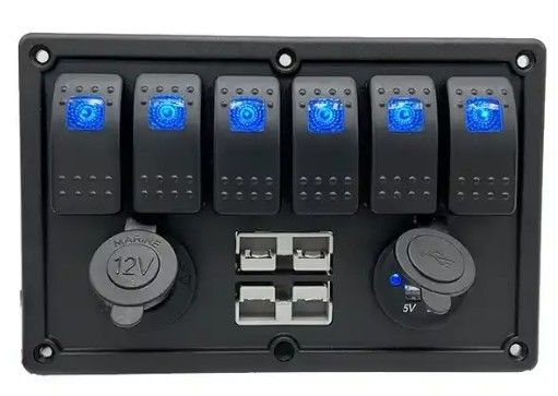 12V 8-Wege Gang Rocker Schaltfläche mit W / 50A Dual Anderson Stecker Zubehör Steckdose & Dual USB