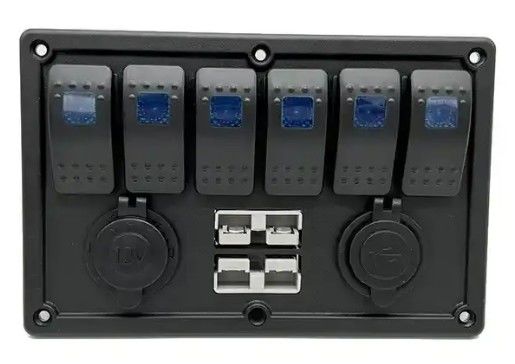 12V 8-Wege Gang Rocker Schaltfläche mit W / 50A Dual Anderson Stecker Zubehör Steckdose & Dual USB