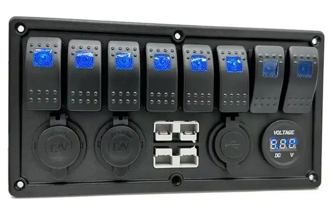 12V 8-Wege Gang Rocker Schaltfläche mit W / 50A Dual Anderson Stecker Zubehör Steckdose & Dual USB
