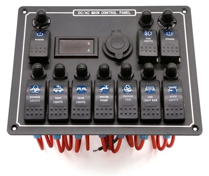 10 Gang Switch Panel USB-Schnell-Doppel-Ladegerät Steckdose Panel mit Licht Multi-Funktion Boot Switch Panel Marine Power System