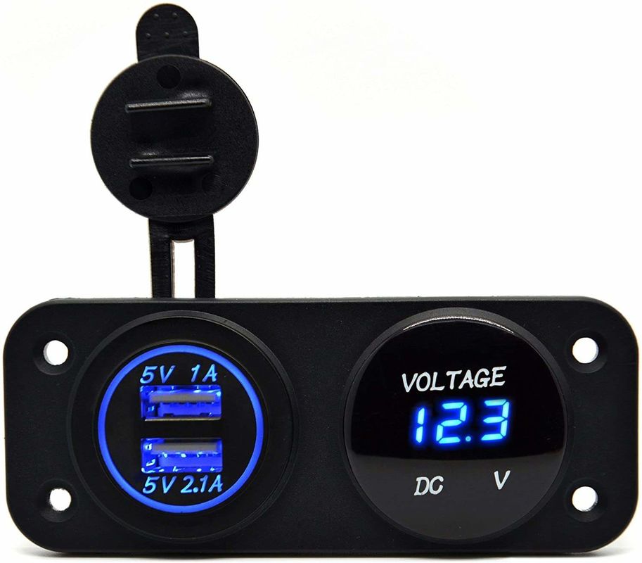 DC 12V 24V LED Digitale Voltmeter Dual USB Steckdose Steckdosen-Panel 3.1A Ladegerät