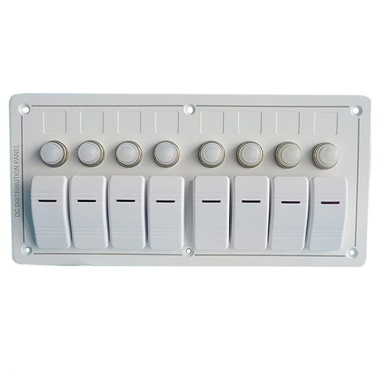 12-24V 6 Gang Boat Switch Panel Blau LED Rocker Ein-Aus-Optionaler Schaltkreisbrecher