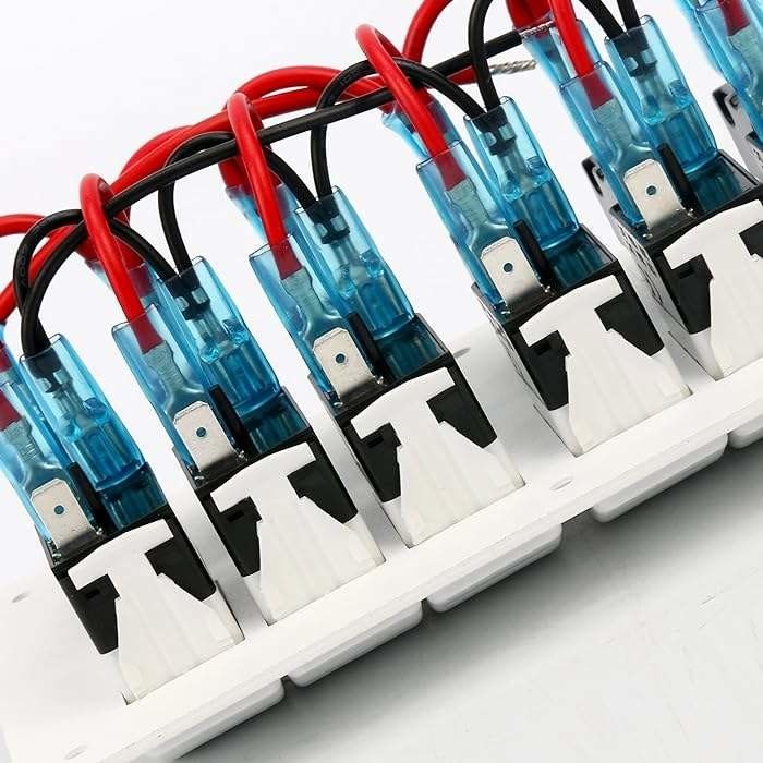 12-24V 6 Gang Boat Switch Panel Blau LED Rocker Ein-Aus-Optionaler Schaltkreisbrecher