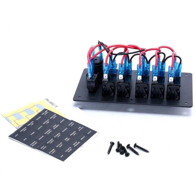DC 12V 6 Gang Rocker Schaltfläche mit Rotlicht LED für Autoboot