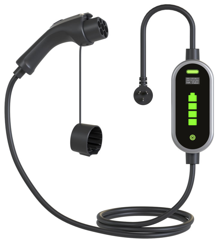 Portable EV-Ladegeräte 7KW Tpe Jacket IEC 62196 Typ2 2.4 Quot LCD CE TUV ROHS